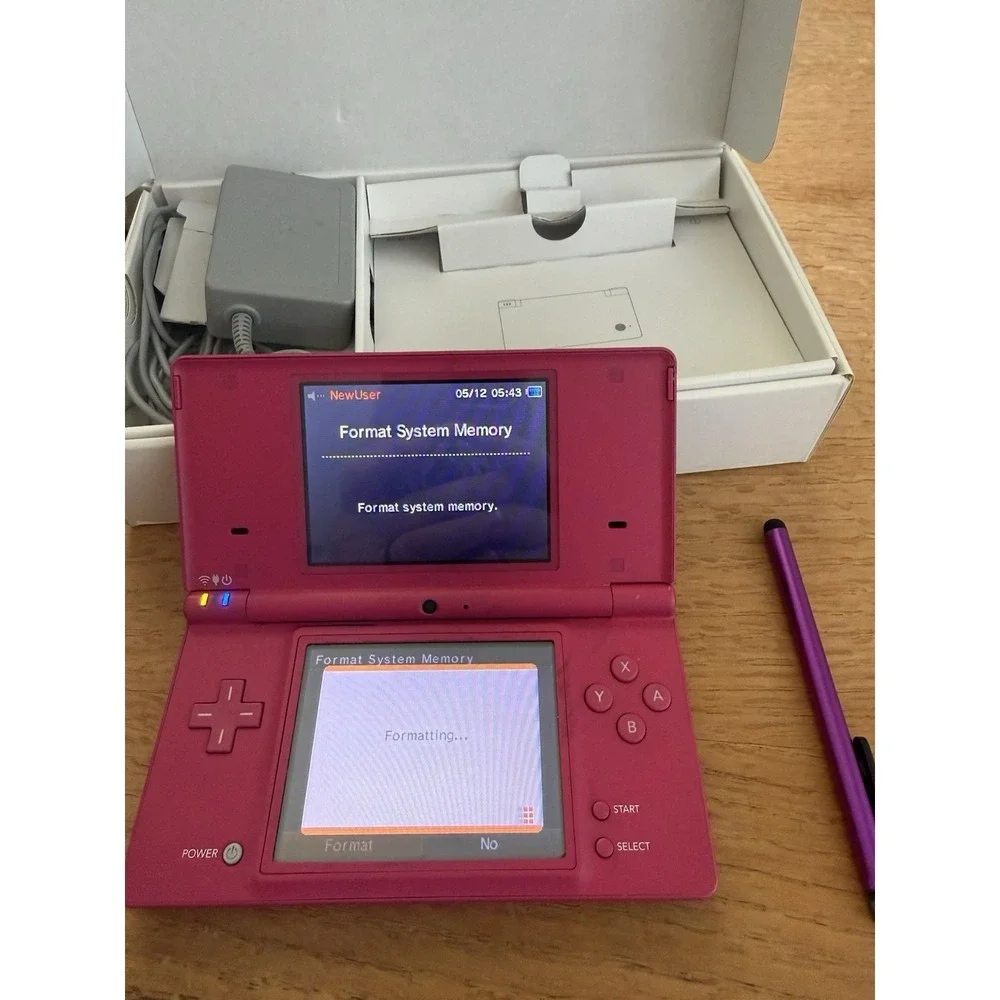 Nintendo DSi 256MB Pink Handheld System Lot W/18 Games Case 2 Chargers In Box